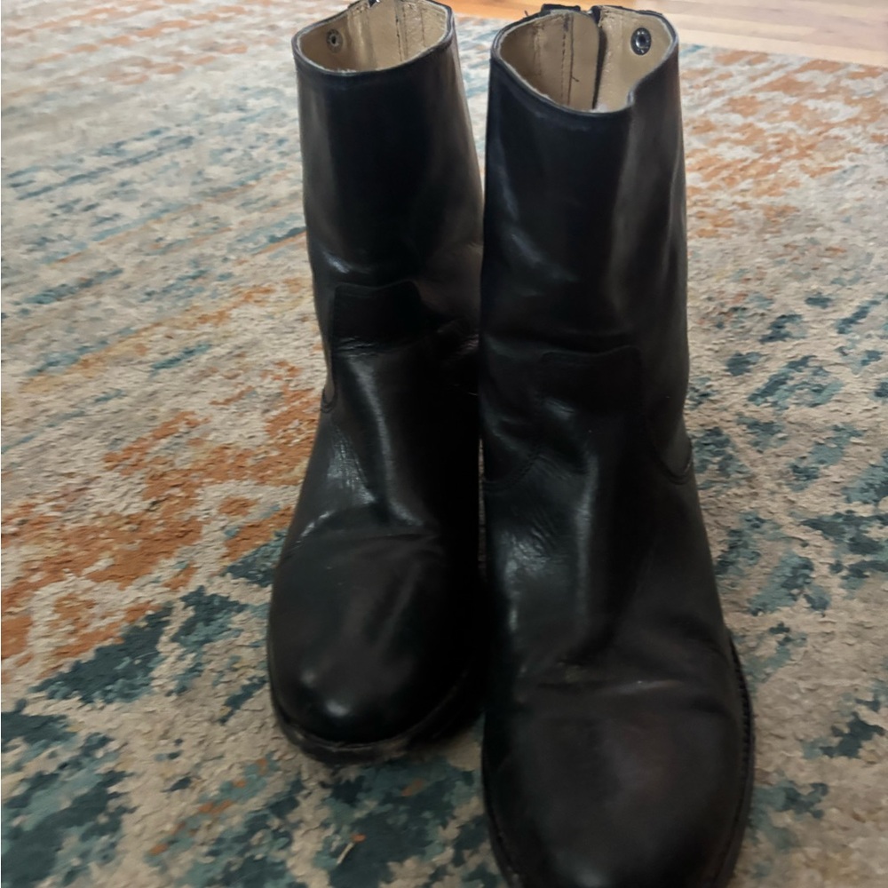 Frye Black Leather Ankle Booties